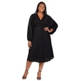 thumbnail image 5 of Plus Size V Neck Shimmer Empire Waist Midi Dress, 5 of 8
