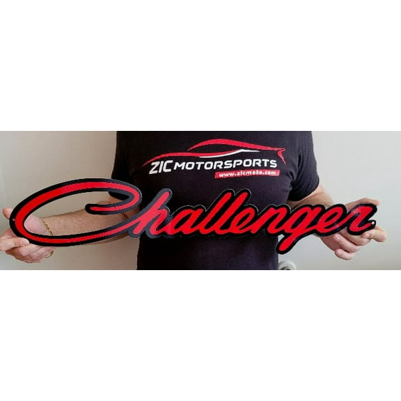 Dodge Challenger Script Steel Sign - Red