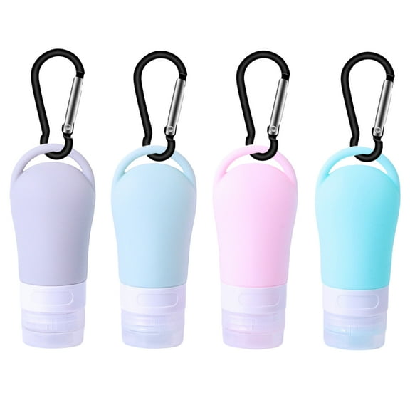 4 Packs Silicone Travel Bottles Leak Proof Squeezable Travel Tubes Set with Keychain Refillable Containers for Shampoo Lotion Soap - 60 ML