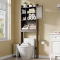 thumbnail image 2 of Over The Toilet Bathroom Storage Wood Cabinet Organizer w/Adjustable Shelf Brown, 2 of 24