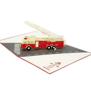 WOW PAPER ART Firetruck - 3D Pop Up Greeting Card for All Occasions Birthday, Love, Congrats, Good Luck, Anniversary,