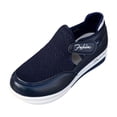 thumbnail image 5 of HEWUQI Womens Wedge Platform Slip on Lightweight Knit Mesh Casual Walking Shoes Breathable Non Slip Fashion Tennis Running Sneakers Blue Size 6, 5 of 5
