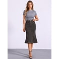 thumbnail image 4 of DARING DIVA Women's High Waisted A-Line Flared Midi Denim Skirt XL Dark Grey, 4 of 6