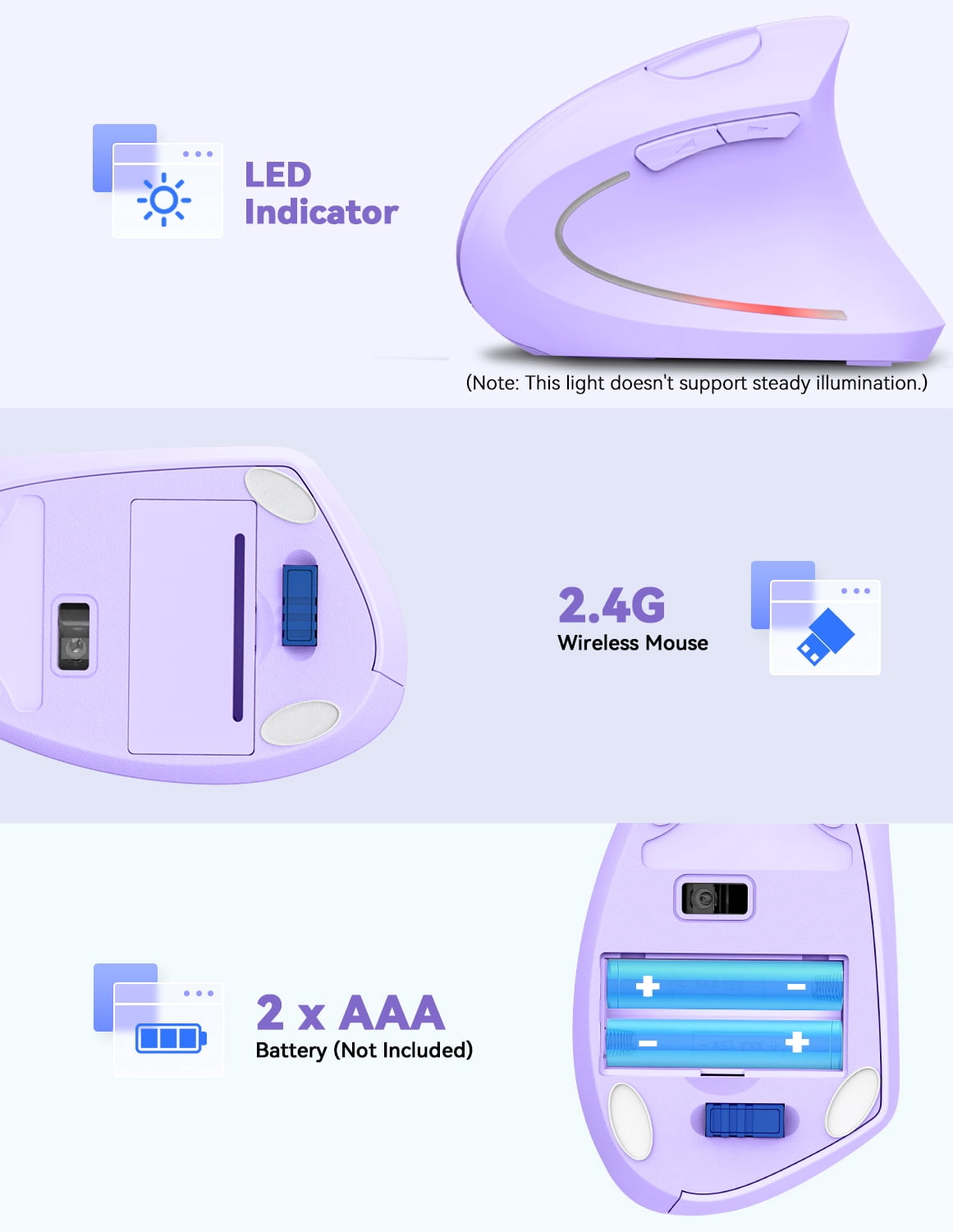 Ergonomic Mouse,Wireless Mouse for Laptop,4800 DPI Wireless Vertical Mouse with 5 Adjustable DPI Levels,2.4GHz Optical Carpal Tunnel Mouse,6 Buttons Wireless Mouse for Laptop,Desktop,PC,MacBook