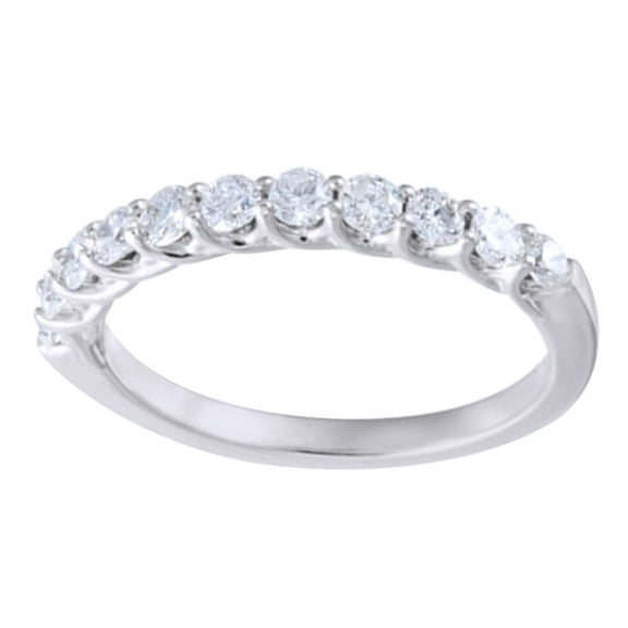 AFFY 0.62CT Round Shape White Natural Diamond Half Eternity Band Ring in 14K White Gold-4