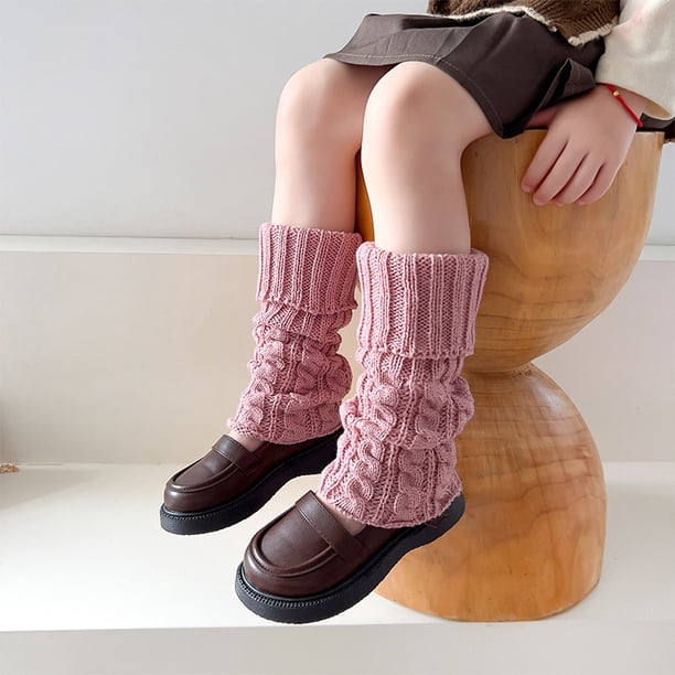 Calcetines de punto de otoño e invierno Lolita bonitos para niños, estilo coreano JK, calcetines cálidos de lana con reborde hasta la mitad de la pantorrilla para niñas