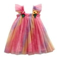 thumbnail image 1 of MEZZALL Robe de Fête Florale à Manches Volantes pour Filles, Robe de Danse, Robe d'Été Décontractée, Rose Vif, 1-2 Ans, 1 of 5
