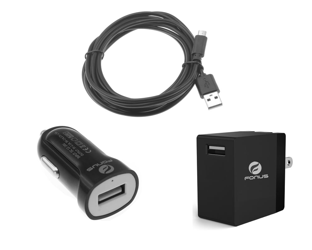 3-in-1 Combo Adaptive Fast Home Car Charger 6ft Long USB Cable Q9Z for Alcatel REVVL 2, Pop 3, Idol 4, Fierce 4 2, Evolve 2, 1x Evolve - ASUS ZenFone Max Plus M1, PadFone X mini, 5Q 3 Max 2E 2