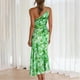 thumbnail image 2 of Gibobby Vestidos para mujer casuales Temperamento de moda para mujer en primavera y verano de 2023 Vestido con estampado de cola de pez y tirantes(Verde,XL), 2 of 4