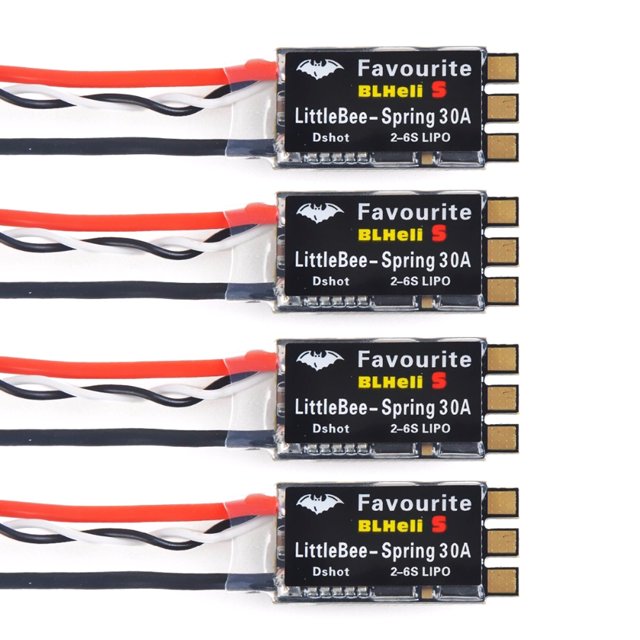 4-Pack Favourite FVT LittleBee 30A-S Brushless ESC with BLHeli_S Firmware, 2-6S Lipo Input, 30A Continuous/35A Burst Current, MultiShot/OneShot Support for RC Flight Control (KS01814)