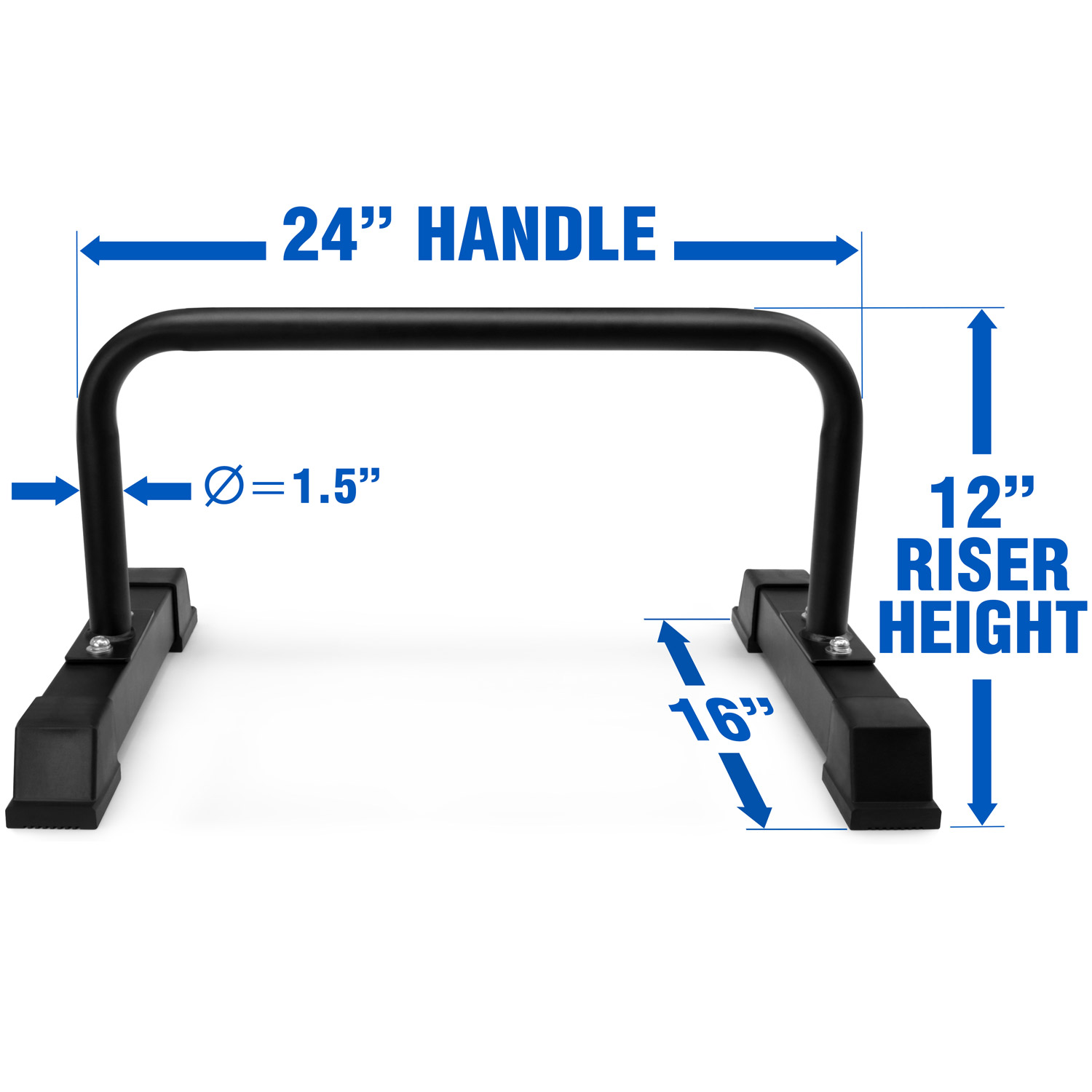 Yes4All Solid Steel Parallette Bars with Non-Slip Rubber Feet, 1.25" Handle