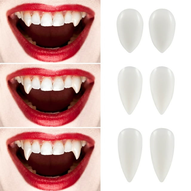 3 pares de colmillos de vampiro para Halloween, dientes de cosplay, accesorios para fiestas de cosplay, colmillos falsos para Halloween.