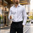 thumbnail image 3 of GSPCLAM Dress Shirts for Men Solid Color Wedding Business Shirts Regular Fit Collared Button Down Shirts White XS, 3 of 7