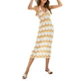 thumbnail image 6 of SAYOO Summer Knit Long Dress for Women, Wavy Stripe Print Sleeveless Halter Neck/Tie-Up Shoulder Strap V-Neck Dress for Party Club, 6 of 9