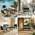 thumbnail image 5 of Lofka 4-Piece Outdoor Wicker Patio Furniture Set - All-Weather Rattan Sofa Set with Glass Coffee Table & Waterproof Cushions for Backyard, Porch, Garden, Light Gray  Cushion, 5 of 9