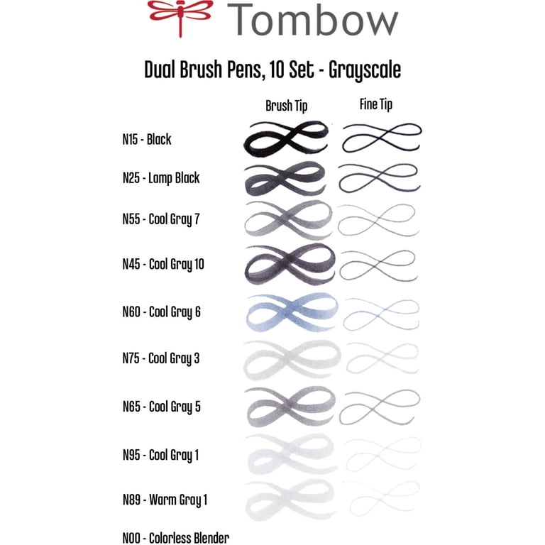 Tombow Dual Brush Pen Art Markers, Grayscale, 10-Pack photo 6