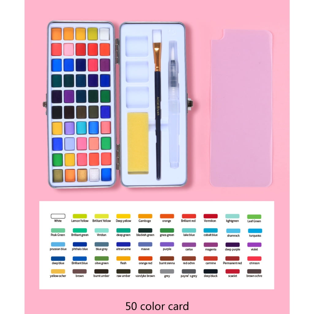ZPAQI 50/72/90/100 Colors Solid Watercolor Paint Set Drawing Supplies for Students