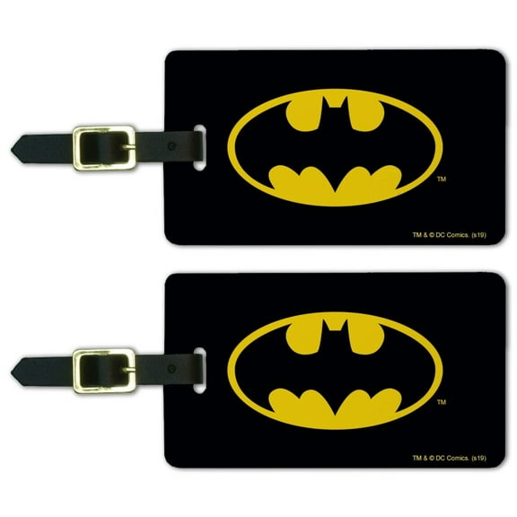 Batman Classic Bat Shield Logo Luggage ID Tags Suitcase Carry-On Cards - Set of 2