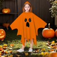 thumbnail image 5 of Gunia Kids Ghost Poncho Cape Cloak Cosplay Halloween Costume Role Play Dress-Up Outfits For Boy Girl Stage Performance Holiday Party Wear,Orange, 5 of 6