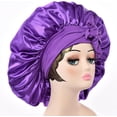 thumbnail image 3 of ORUYROP Bonnet en Satin Bonnet en Soie avec Bande Élastique à Nouer Bretelles Ajustables Bonnet pour Cheveux Taille Jumbo pour Dormir Bonnet en Satin Extensible, 3 of 7