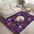 thumbnail image 2 of Area Rugs 3'x5', Purple Halloween Carpet Runner Indoor Outdoor Rugs Home Decor Aesthetic, Cartoon Pumpkins Cats Candy Non Slip Mats Washable Accent Rug for Living Room Bedroom, 2 of 8