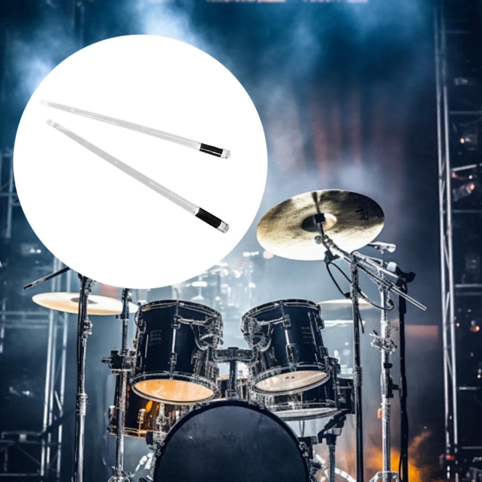 LeeQinersw 2 Pieces Lights up Drum Sticks Musical Instrument Anti Slip Portable Drum Mallet white