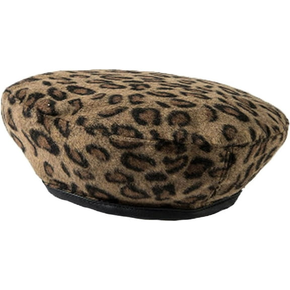 CoCoMangos Autumn Winter Women's Beret Hat Leopard Retro Woolen Fashion Caps Elegant Ladies Cap Chapeau Berets Hats