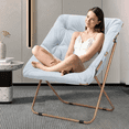 thumbnail image 4 of MoNiBloom Folding Saucer Chair Set of 2, Oversized Faux Fur Lounge Reading Seat with Thick Padded Metal Frame, for Bedroom Living Room, Blue, 4 of 9