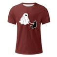 thumbnail image 5 of T Shirts For Man Ghost Walking Dog Print Halloween Theme Casual Crew Neck Plus Size Short Sleeve Crew Neck Tops Loose Comfortable Mens T-Shirts Brick Red L, 5 of 5