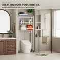 thumbnail image 3 of RFCUIBIJ Over The Toilet Storage Shelves  3 Tiers Bathroom Storage and Organizer Shelf  with Retractable Baskets and Rolling Wheels for Toilet  Metal  White, 3 of 7