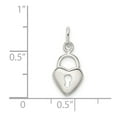 thumbnail image 3 of Sterling Silver Polished Diamond-cut Heart Lock Charm, 3 of 3