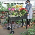 thumbnail image 4 of Mobile Raised Ergonomic Metal Planter Garden Bed with Wheels and Lower Shelf, Black, LJ2371, 4 of 9
