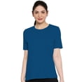 thumbnail image 2 of eloria Women's T-Shirt Round Neck Solid Color Plain Half Sleeve T-Shirt Color: Navy Blue | Size: L, 2 of 7