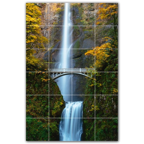 Picture-Tiles.com: Bridge Ceramic Tile Wall Mural WAL500245-46S. 17"W x 25.5"H using (24) 4.25" x 4.25" Ceramic Tiles-Satin Finish