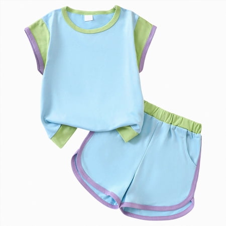 Kids Toddler Baby Girl Summer Two Piece Pajamas Set Top with Shorts Pajama Set 6-12 Months 12-24 Months 2t 3t 4t 5t 6t 7t 8t 9t Children 3-4 Years