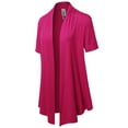thumbnail image 1 of FashionOutfit Women's Solid Jersey Knit Draped Open Front Short Sleeves Cardigan, 1 of 4
