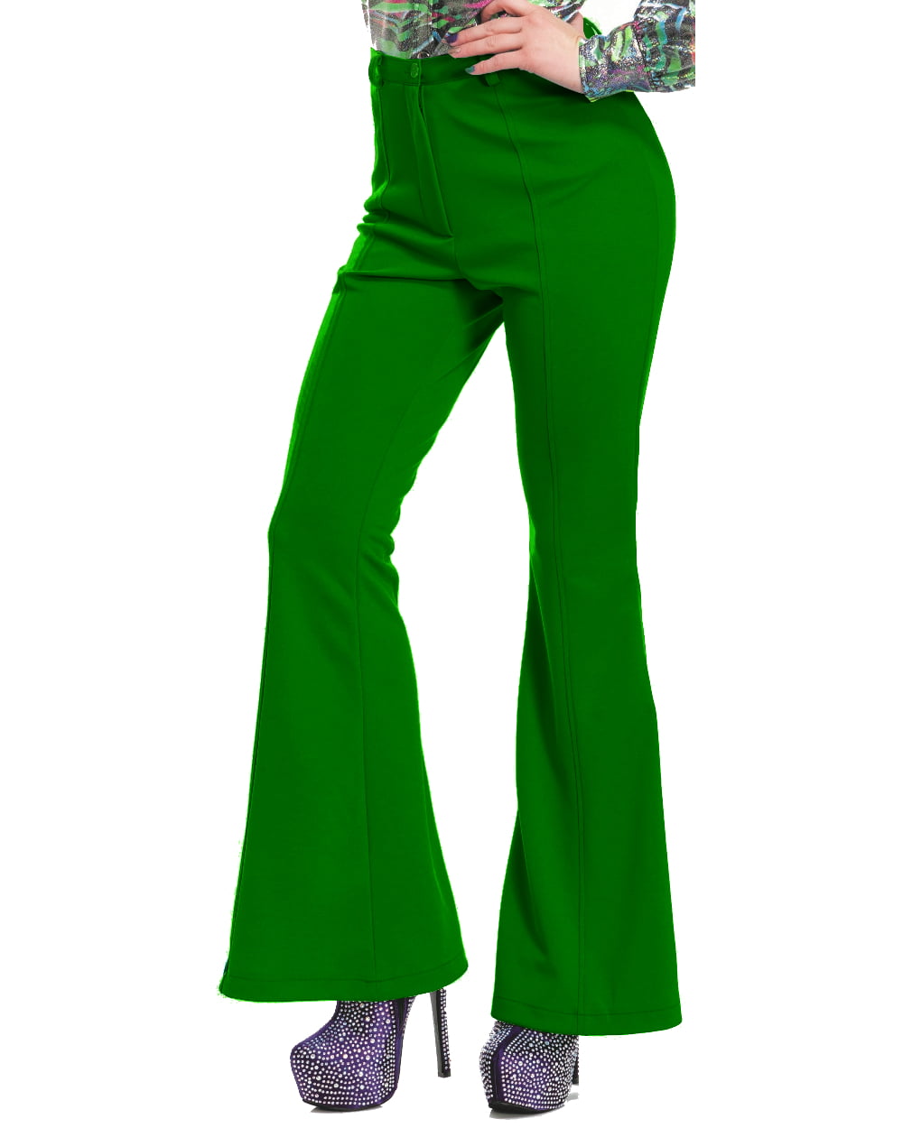 green flared pants