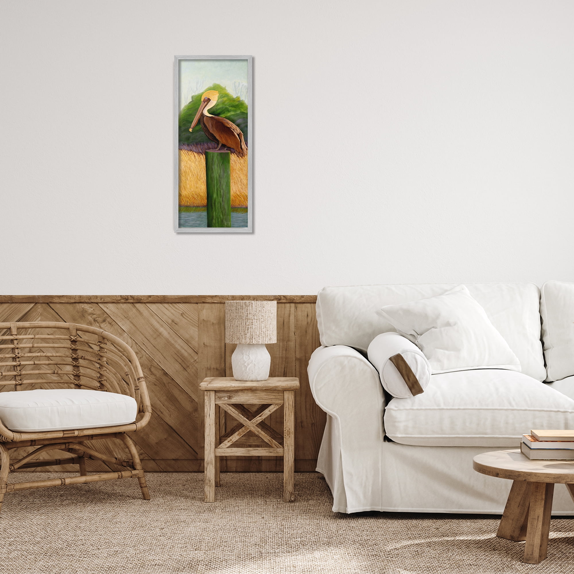 Stupell Industries Perched Blue Eyed Pelican Gray Framed Giclee Art, design by Barbara Fallenbaum