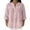 Pink, variant on Women's Mandarin Collar Button Down Linen Blend Shirt 3/4 Sleeve Casual Summer Loose Fit Blouse Tops,XXL