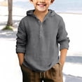 thumbnail image 2 of LIJCC Boys Cotton Linen Hooded Shirts Kids Long Sleeve Shirts School Uniform Shirt Solid Color Casual Button Down Shirt(Grey,4-5 Years), 2 of 4