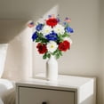 thumbnail image 6 of White Roses Artificial Flowers, Faux White Flowers, Flowers Artificial, Artificial Flower Bouquet, Red White and Blue decorations, Patriotic decor, Memorial Day decorations,, 6 of 6
