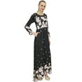 thumbnail image 3 of Bimba Women's Casual Floral Digital Printed Long Black Maxi Designer Dress-4, 3 of 5