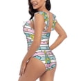 thumbnail image 5 of Yiaed Space Doodle Print Women's Ruffled One Piece Swimsuit V Neck Swimwear Slimming Monokini for Woman-Small, 5 of 8