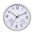 thumbnail image 2 of Reloj de pared redondo, termómetro, higrómetro, reloj moderno silencioso con pantalla de fácil lectura e instalación rápida, cuerpo de PP resistente, adecuado para Li Blanco, 2 of 6