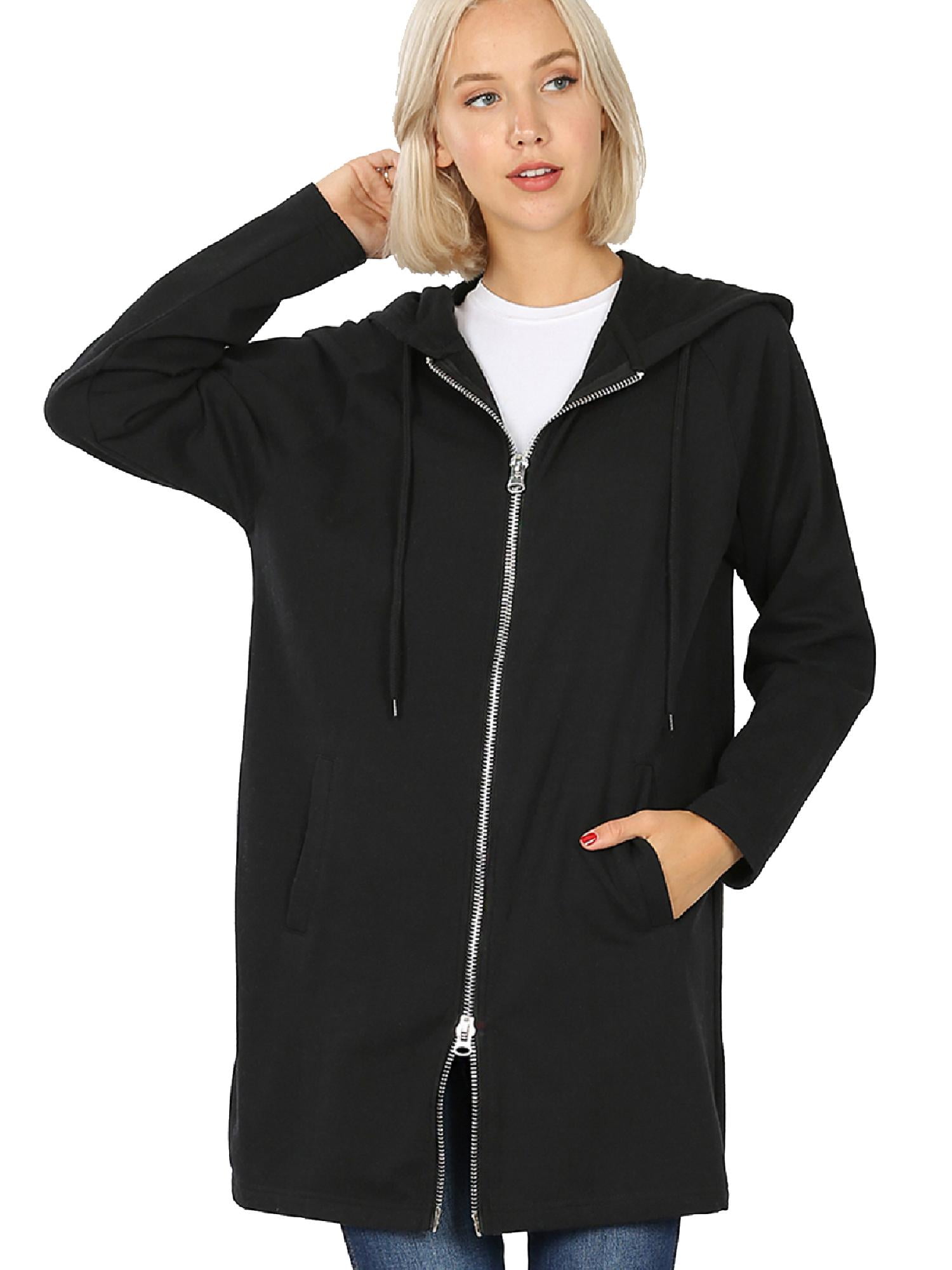 MixMatchy Women's Casual Loose Fit Long Sleeve Zip Up Pullover Hoodie Tunic Sweatshirt Jacket (S-3X) - Walmart.com