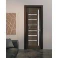 thumbnail image 6 of Solid French Pre-Hung Door Frosted Glass | Quadro 4088 Chocolate Ash | Single Regular Panel Frame Trims Handle | Bathroom Bedroom Sturdy Doors -42" x 80", 6 of 6