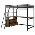thumbnail image 6 of Harper & Bright Designs Twin Size Metal Loft Bed with Desk and Shelves, High Twin Loft Bed Frame with Drawers LED Light and USB Charging Station, Black, 6 of 12