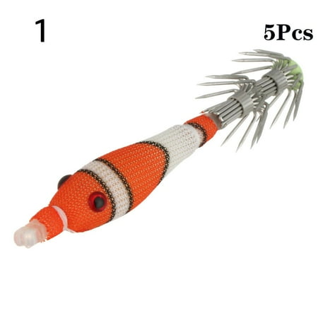 5Pcs/Pack Hot Sale 3.3g 60mm Angling Supplies Fishing Accessories Fishhooks Squid Hooks Soft Lure Jig Artificial Baits 1(5PCS)