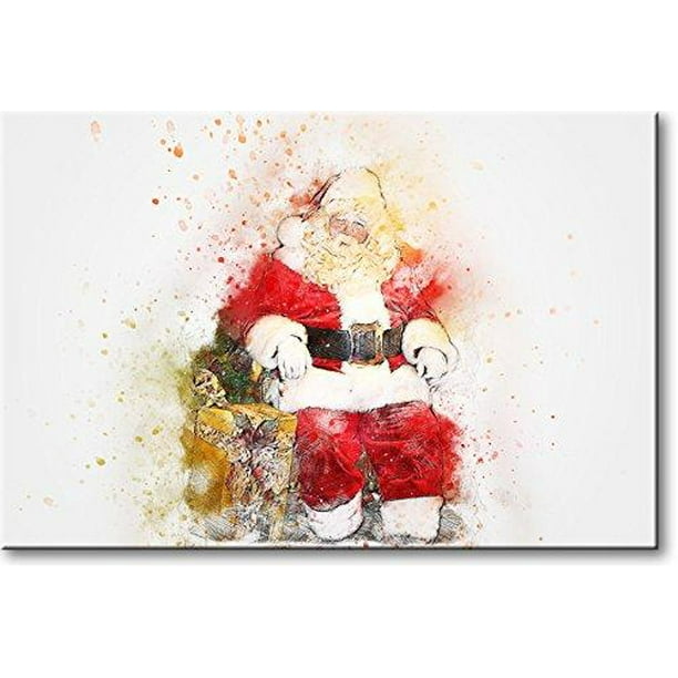 Santa Claus Painting Picture on Stretched Canvas, Wall Art D?cor, Ready