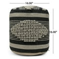 thumbnail image 4 of Handcrafted Cylindrical Pouf - Beige And Dark Grey Fabric Cover Wool & Cotton 16x16x16 250lb Capacity Spot Clean Only, 4 of 4